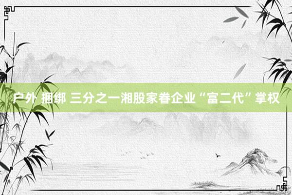 户外 捆绑 三分之一湘股家眷企业“富二代”掌权