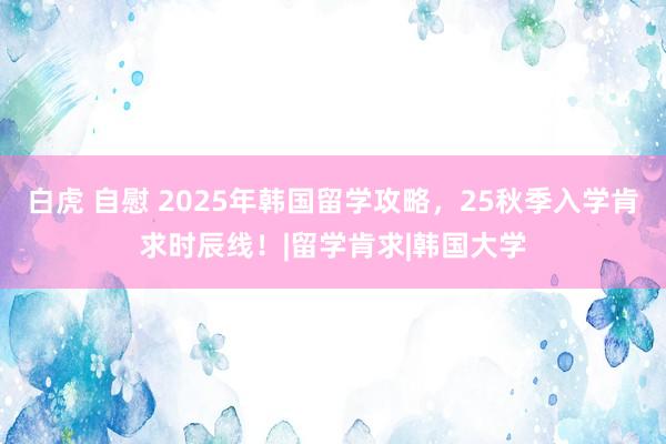 白虎 自慰 2025年韩国留学攻略，25秋季入学肯求时辰线！|留学肯求|韩国大学